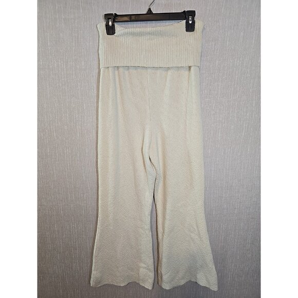 Free People Beach Women Pants Ribbed Knit Foldover Waist Flare Leg Size L - Picture 2 of 16